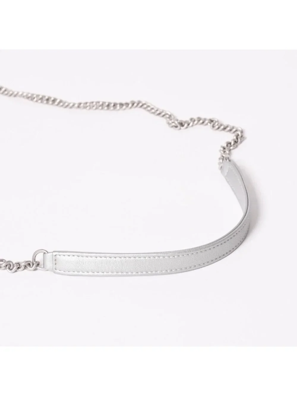Chanel Chevron Stud Wars Chain Shoulder Bag CC Logo Calfskin Silver